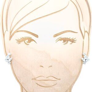 Vintage Clear Crystal Ear Climber Earrings, Silver Tone Screw Back, Elegant